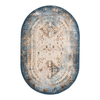 Tapis bleu / brun / ivoire Alamo