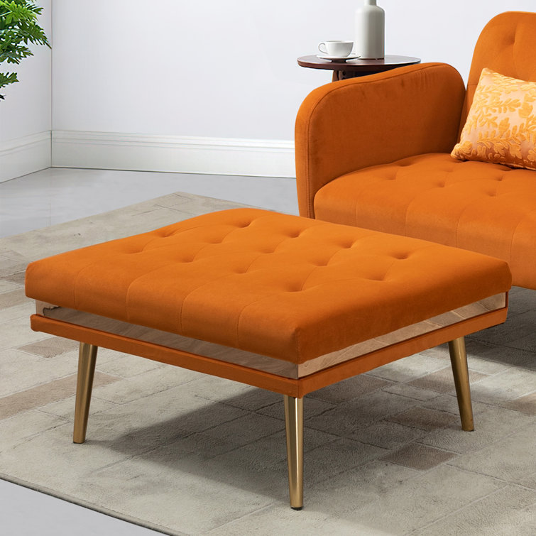 Mercer41 Denrow Velvet Armchair with Ottoman | Wayfair