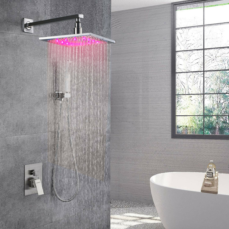 Robinet de douche 12 "avec valve brute, Nickel brossé