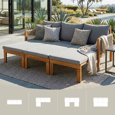 Canapé-lit d'extérieur pour terrasse avec mécanisme coulissant