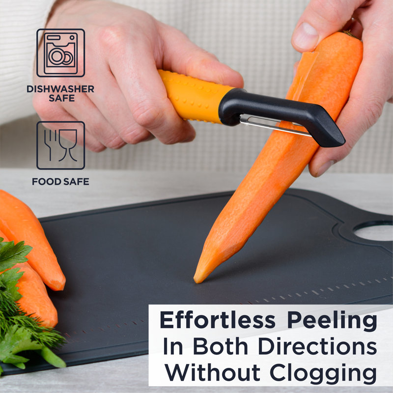 Deiss Pro Swivel Vegetable Peeler - Sharp Durable Stainless Steel Peeler With Easy Non-slip Orange Hand Grip, Orange/Silver
