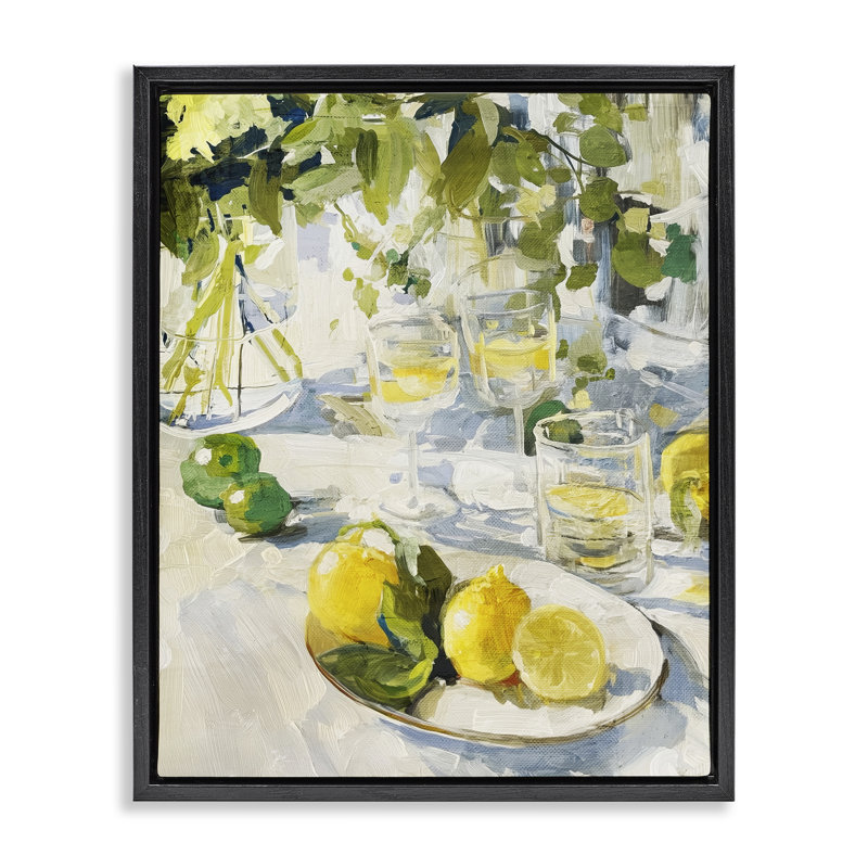 Cadre flottant Meringue Lemons, conception par Annabelle Hall, H 21 po x l 17 po, Cadre flottant noir de jais