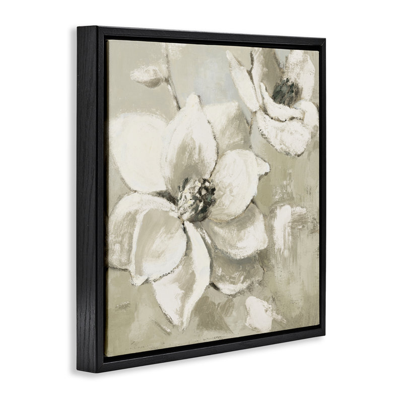 Cadre flottant Magnolias After Rain, design par Lanie Loreth, Cadre flottant noir de jais, H 18 po x l 18 po