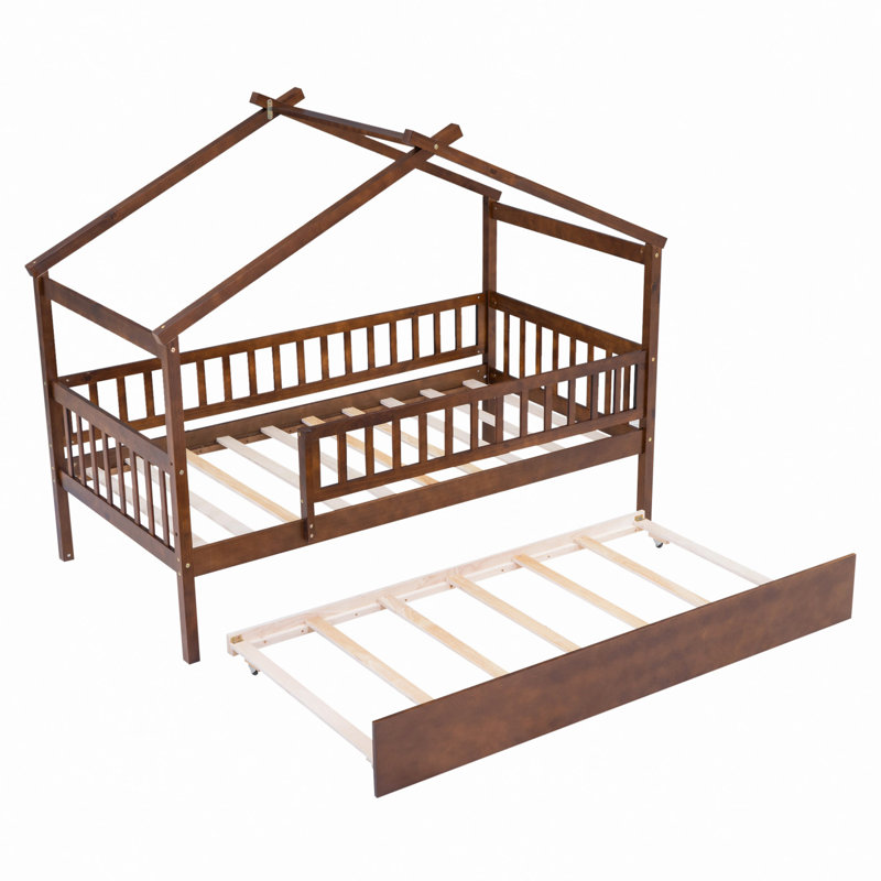 Lit en bois avec couchette, Noyer