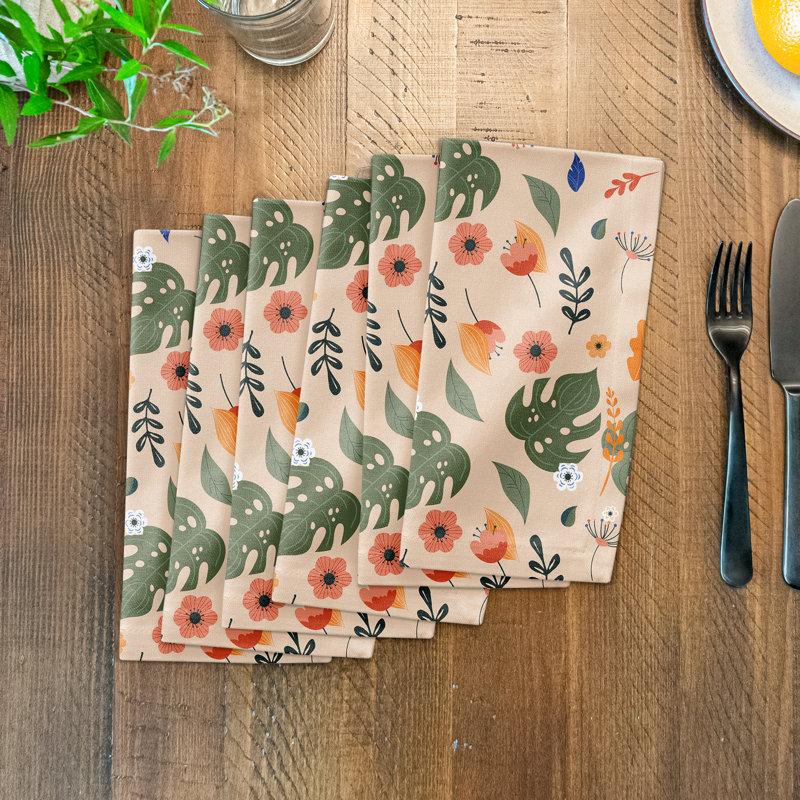 Lidia Cotton Blend Floral Square Napkin