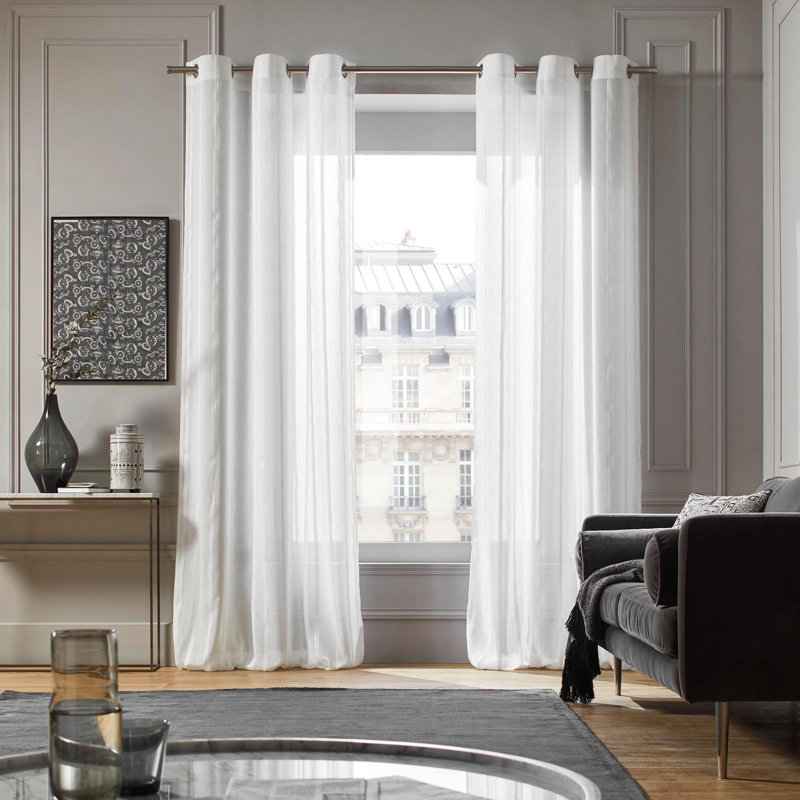 Smithsonian Sheer Single Curtain Panel, White, 350 W x 300 D cm
