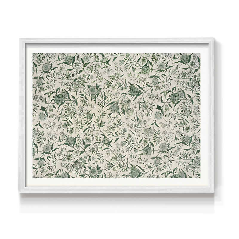 Motif floral rétro - impression encadrée, H 8 po x l 10 po
