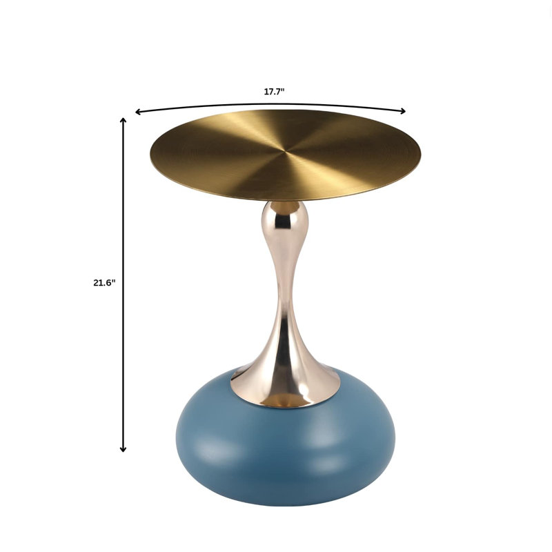 Table d'appoint en acier inoxydable Kalup, Bleu / Ivoire