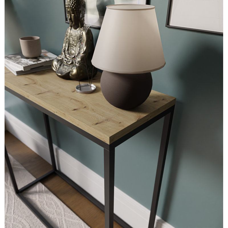 Burmaster Console Table, Black, Artisan Oak, 80cm H x 100cm W x 30cm D