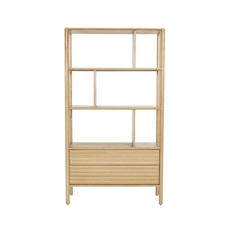 Masie 71"H x 35.4"W 2-Drawer Oak Bookcase,