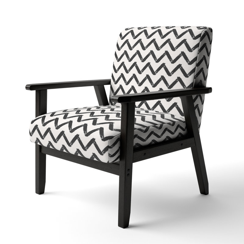 Fauteuil d'appoint rembourré à motif à chevrons horizontaux noir
