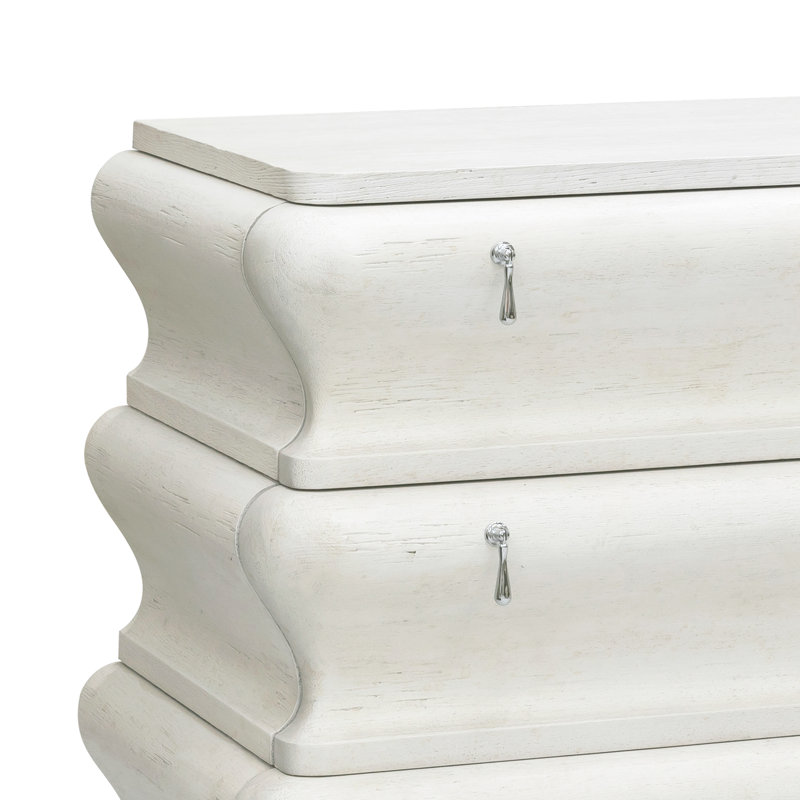 Chalky White Distressed Bombay 3-Drawer Chest