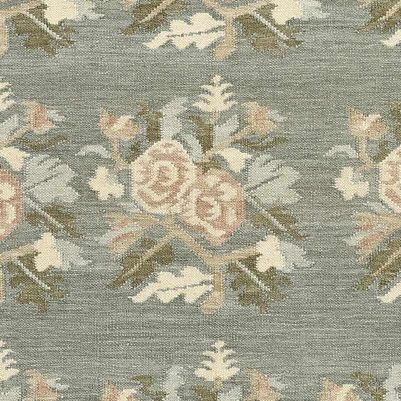 Momeni Florence Floral Hand Woven Wool and Cotton Blue Area Rug 9' X 12', 9' X 12'