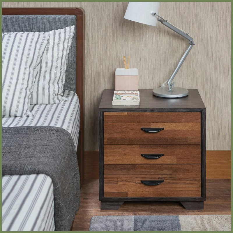Noyer & amp; Table basse à 3 tiroirs Espresso, peu encombrante pour le salon / la chambre à coucher, facile d'accès, Brun