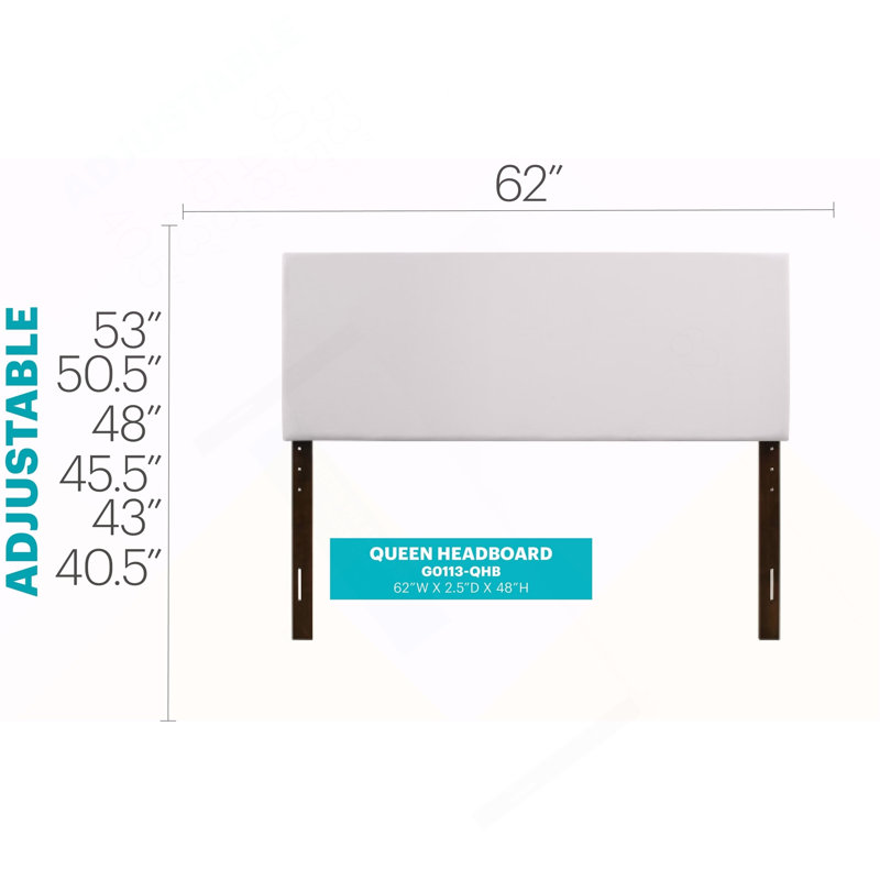 Grand lit Nova G0113-QHB, Blanc, 53" H x 63" W x 3" D, White