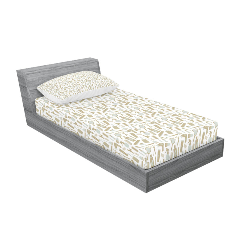 Drap-housse et coussin décoratif de couleur neutre Ambesonne, bleu sarcelle pâle et sépia pâle