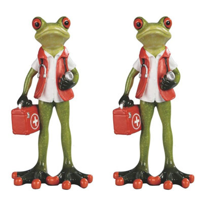 «2-PC Set» ICE ARMOUR 6,5 h, statue de grenouille debout, sculpture, ornement, décoration de maison / chambre et idées de cadeaux parfaits pour la pendaison de crémaillère, les fêtes et les anniversaires