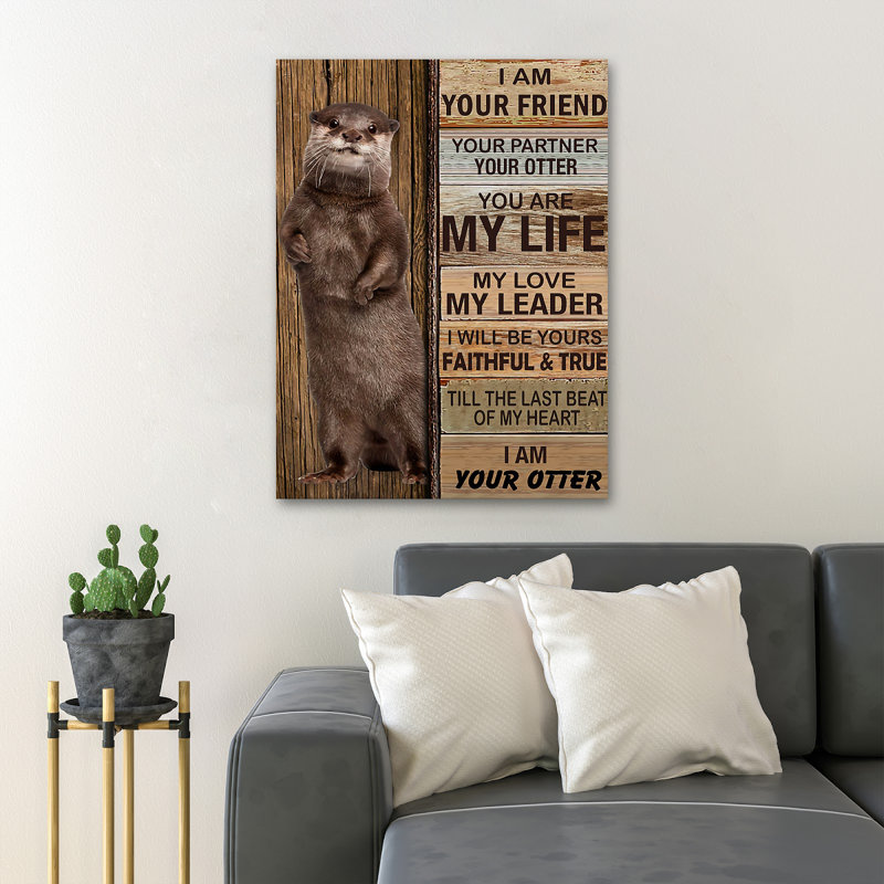 " Otter With Quotes ", 14" H x 11" W x 2" D