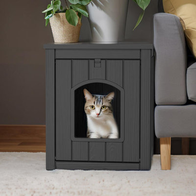 Élégante maison de chat en résine - Meuble de litière fonctionnel avec assemblage et nettoyage faciles, minimisation des odeurs et prévention des déversements