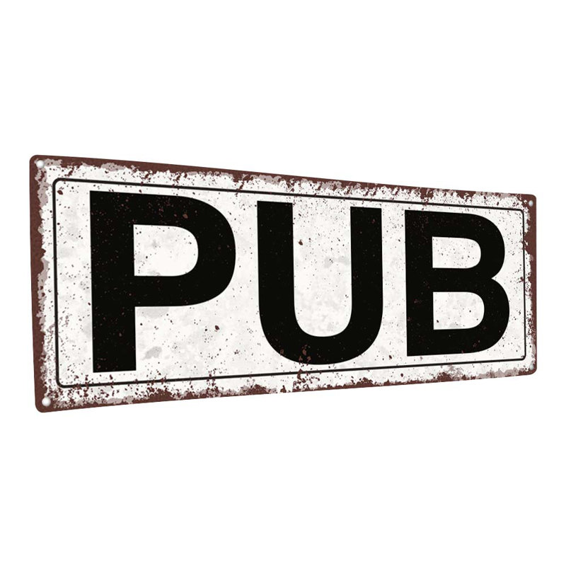 Pub Metal Sign, 5.75" H x 15.5" W x 0.04" D