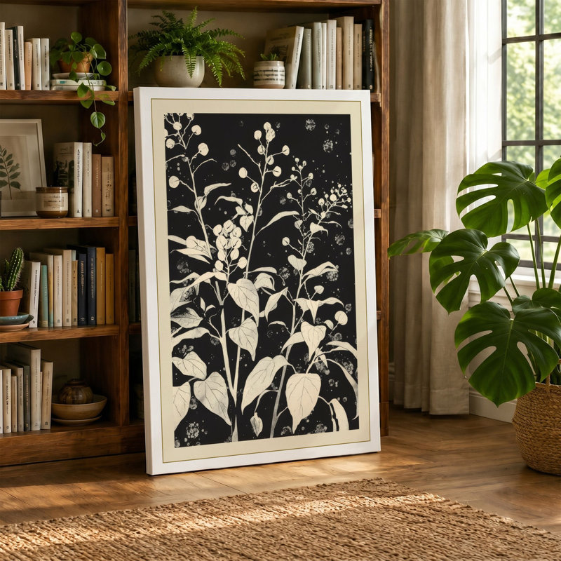 Flowering Garden Botanical - Wrapped Canvas, 18x12 - 45.7 x 30.5 cm, Teal Border