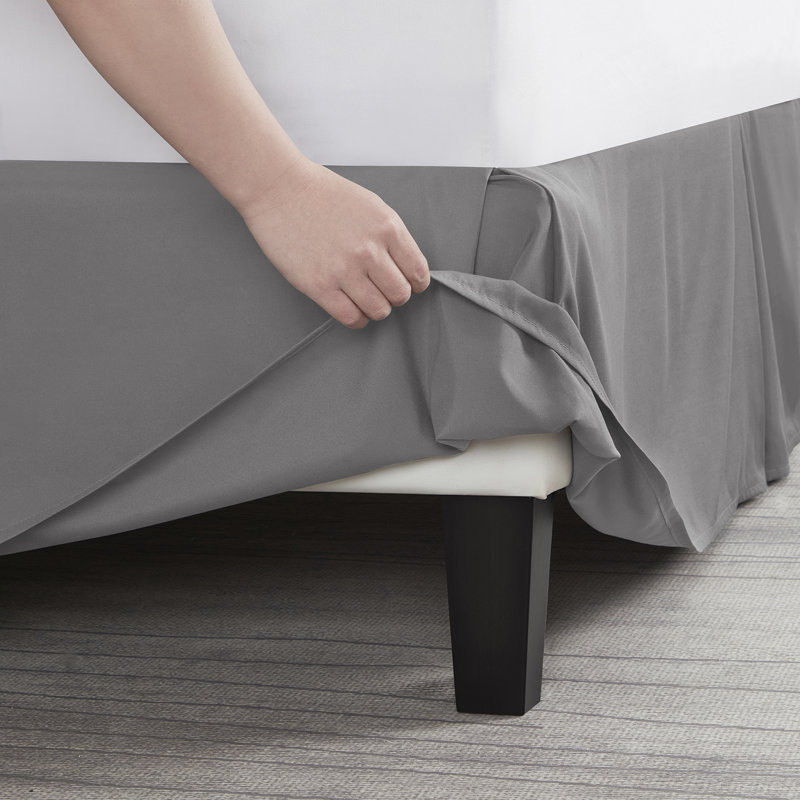 Luxury Pleated 14" Bed Skirt, Queen, Gray