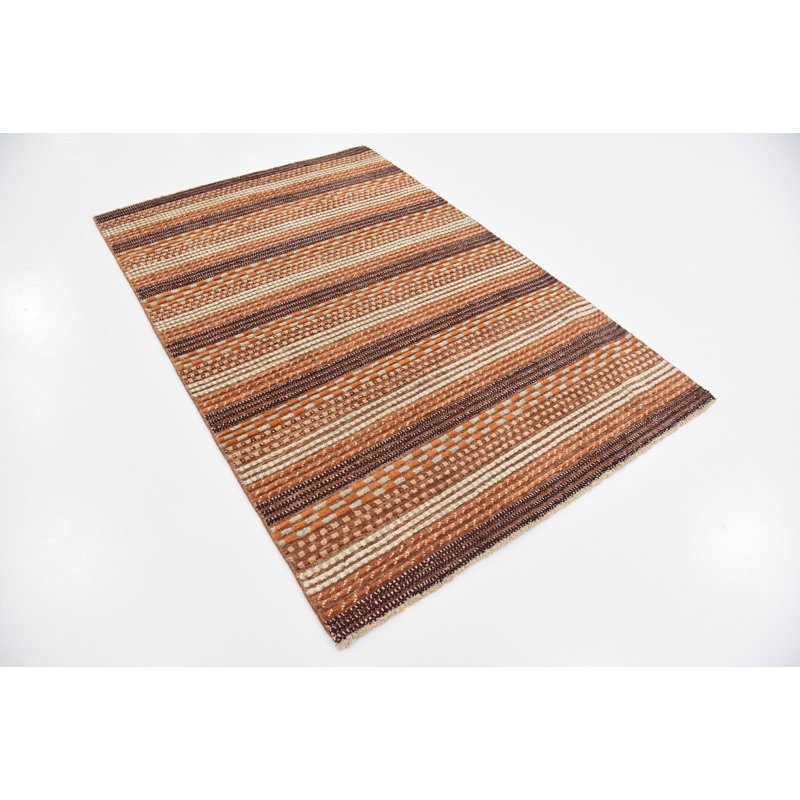 Tapis de zone one-of-kind à la main noué la new age orange 4 pi x 6 po Nash