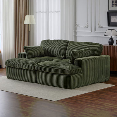 Double méridienne intérieure, canapé-lit rembourré surdimensionné pour l'intérieur, canapé-lit luxueux à assise profonde, causeuse modulaire, causeuse en velours côtelé pour le salon, aucun assemblage requis