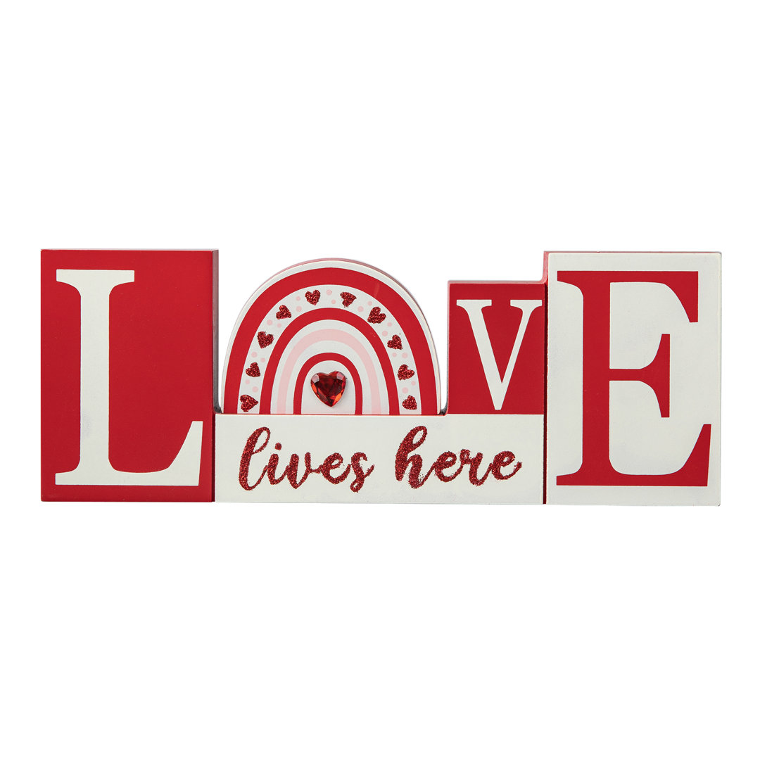 11.75"H Valentine's Wooden LOVE Table Decor The Holiday Aisle®