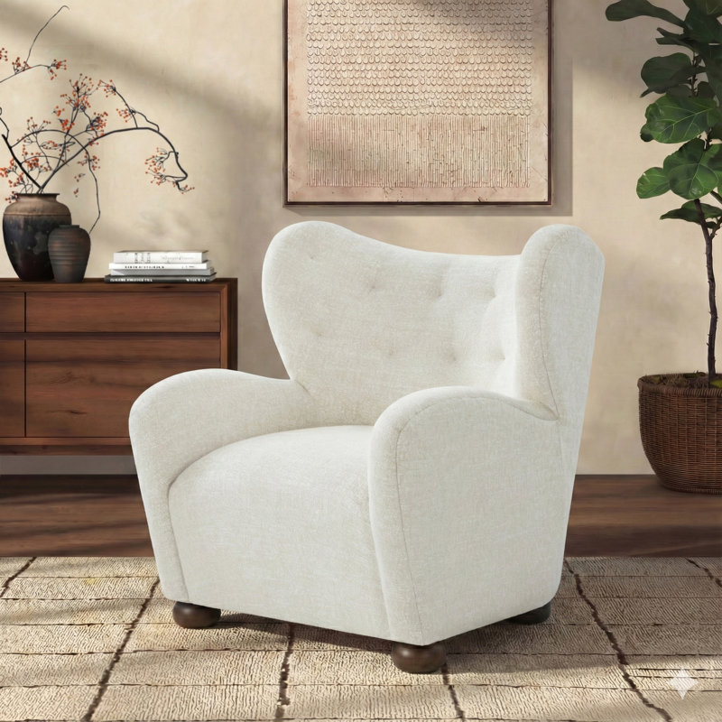 Fauteuil à oreilles Levin, Chenille taupe