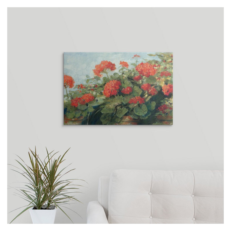 " Geranium Wave " by Carol Rowan, 16" H x 24" W x 1.5" D, Canvas