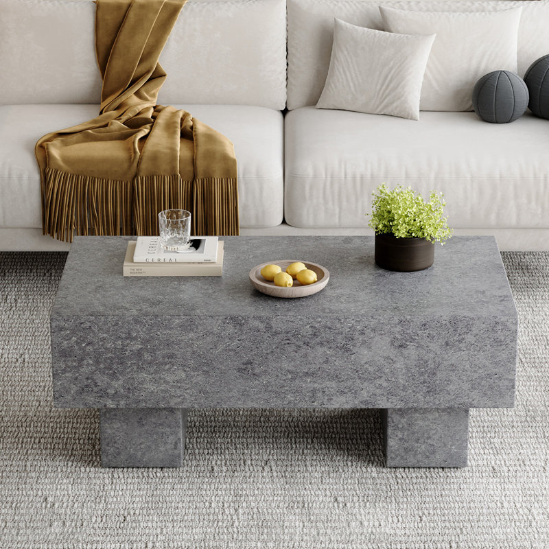 43" Modern Rectangular Marble Coffee Table, Gray