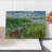 Ambesonne Lake Theme Tempered Glass Cutting Board Canoe with Wooden Paddle Multicolor