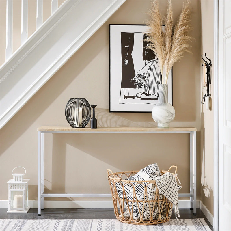 120cm Console Table, Natural/White, 65" H x 120" W x 20" D