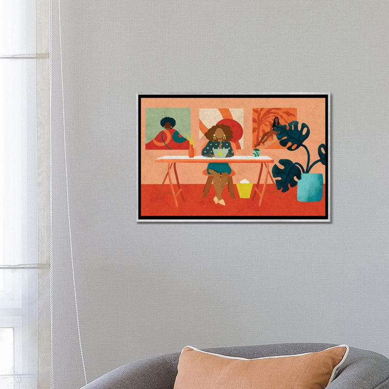Bureau par Reyna Noriega - Imprimé, H 18 po x l 26 po x P 1,5 po, Toile avec cadre argenté, Pas de tapis