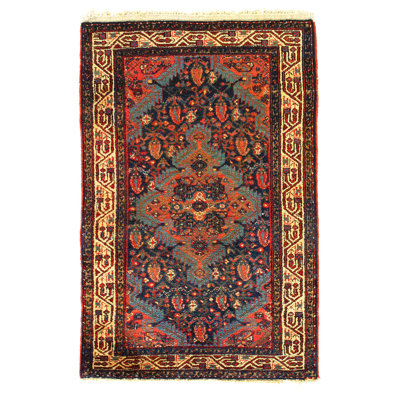 One-of-a-Kind 2'6" X 4' 1900s Wool Area Rug in