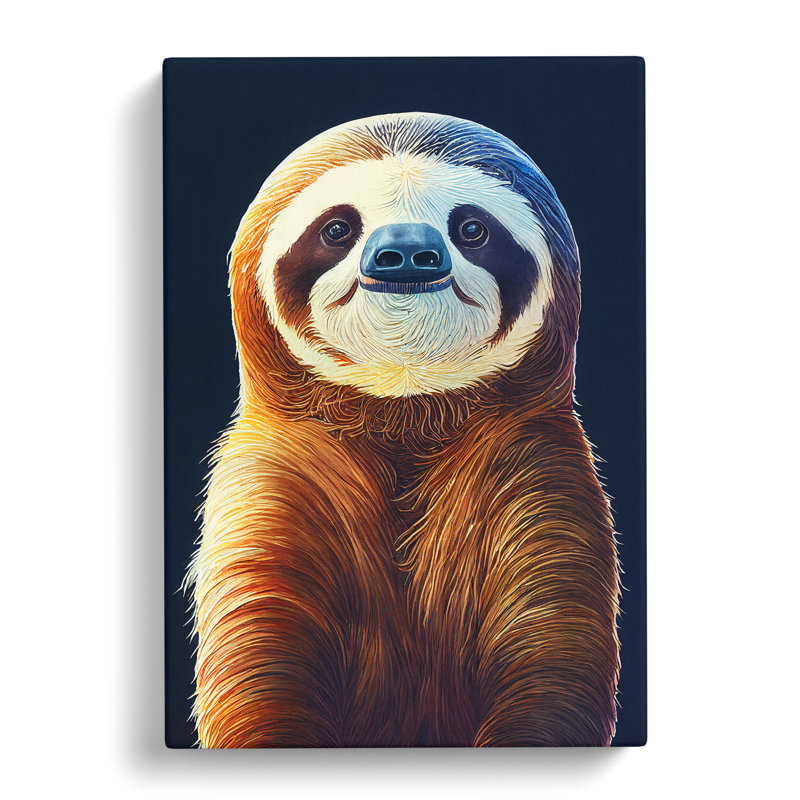 CAN-V0523-2783X Watercolour Sloth - Wrapped Canvas Print, 50cm H x 35cm W x 3cm D