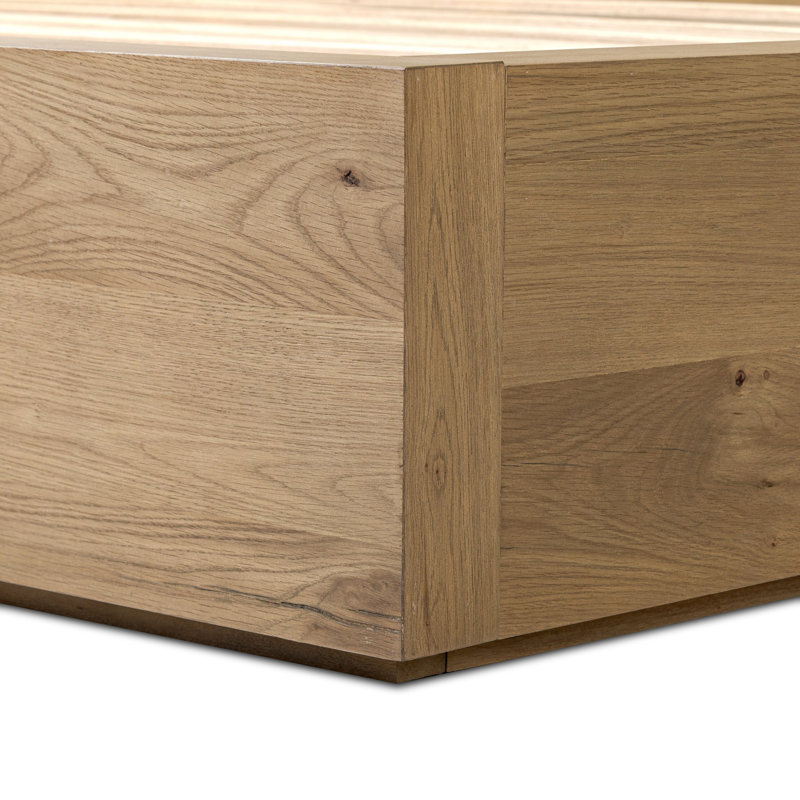 Leo Bed-Smoked Black-Queen, Rustic Light Natural Oak, Queen