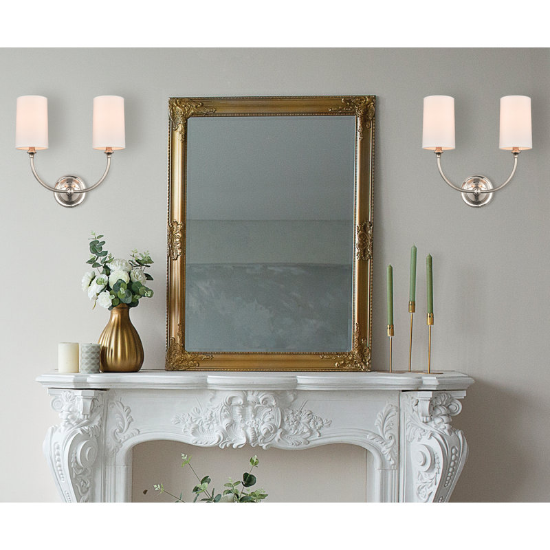 Applique murale en acier 2 lumières Rayleigh, Nickel poli