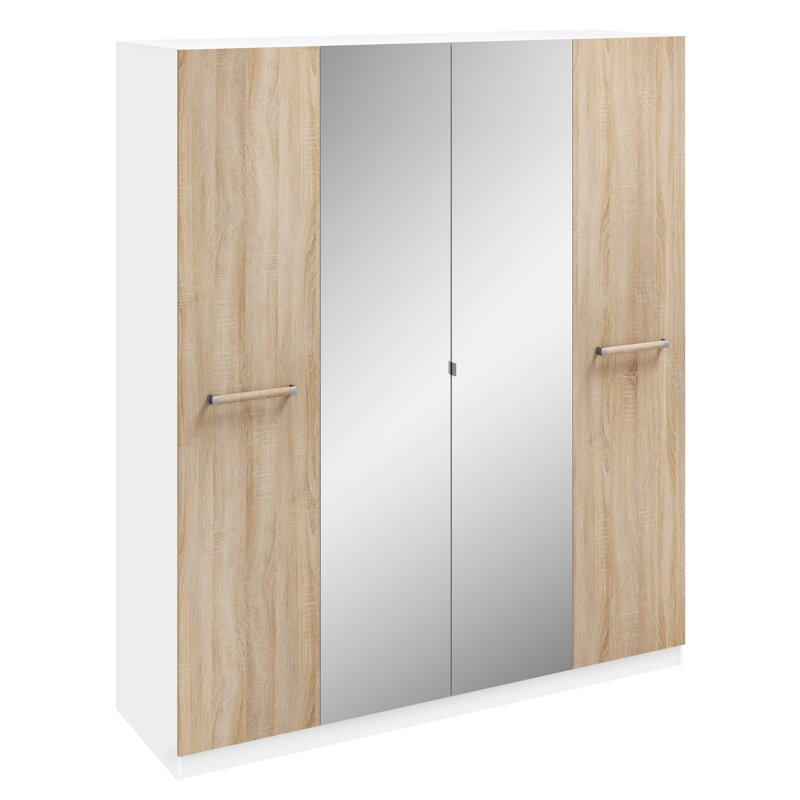Gillian 4 Door Manufactured Wood Wardrobe, Oak/White