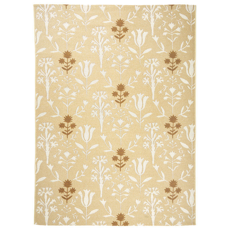 Tapis d'intérieur / extérieur en polypropylène tissé à la machine Wildflowers, Brun, 3 pi 3 po x 5 pi
