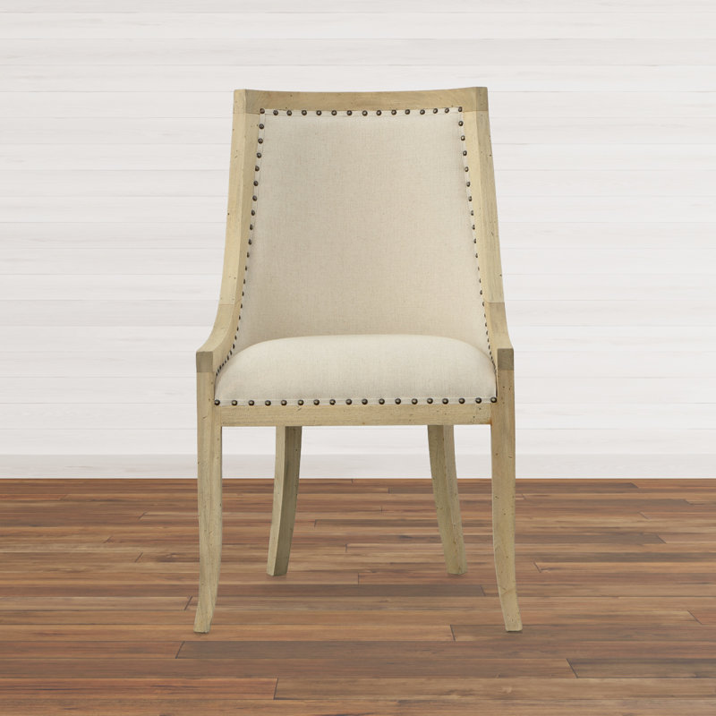Chaise d’appoint rembourrée en lin blanc Fragoso