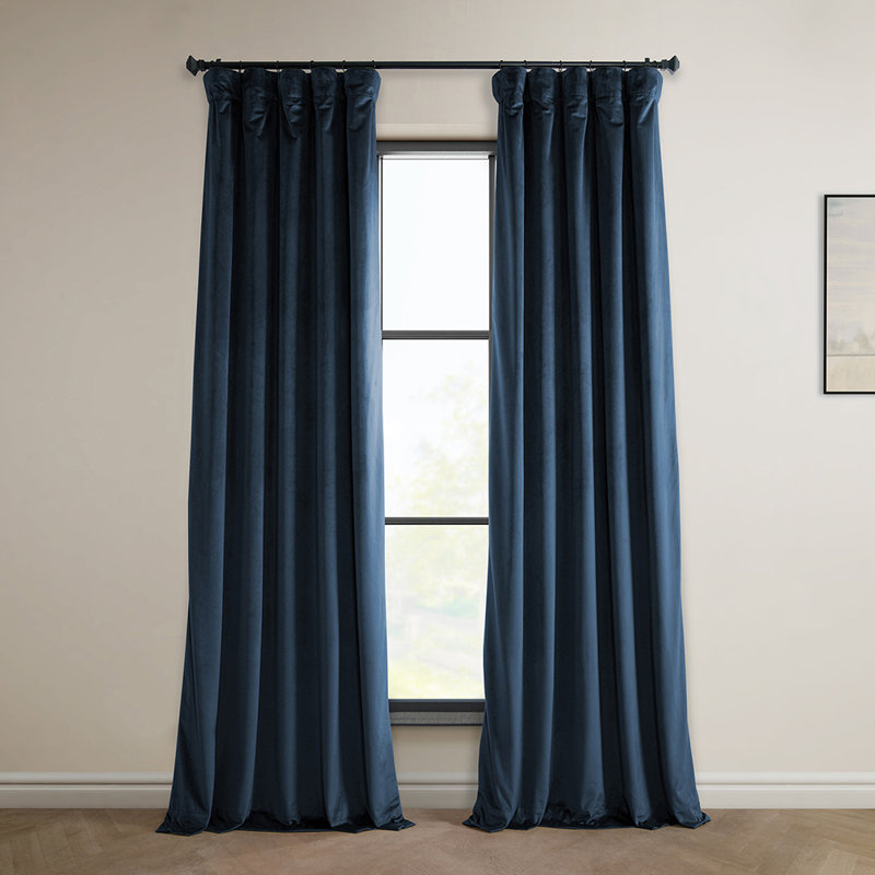 Matra Room Darkening Rod Pocket Single Curtain Panel, Eternal Blue, 100" W x 120" L