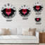 Cœur rouge avec lèvres noires et blanches - Horloge murale moderne-93602303