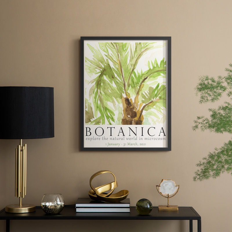 Affiche botanique d'exposition II de Botanica, bois massif, Noir, H 21 po x l 17 po