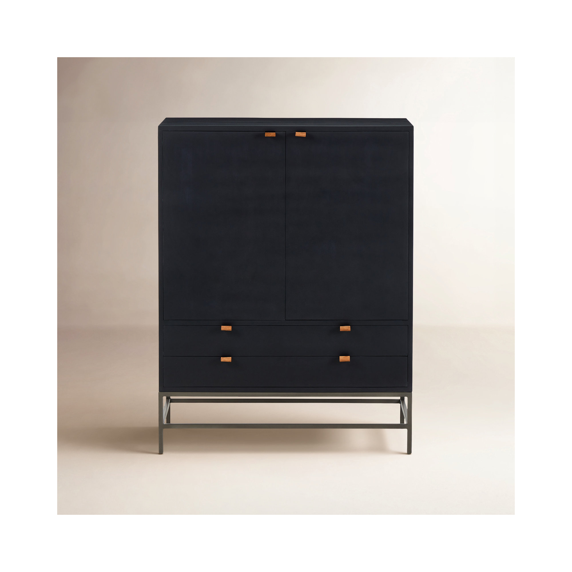 Loki Solid Wood Storage Cabinet, Black Wash Poplar