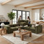 Canapé modulaire moderne avec repose-pieds en velours de performance en forme de L avec sièges profonds 6 pièces Modern-1283555348