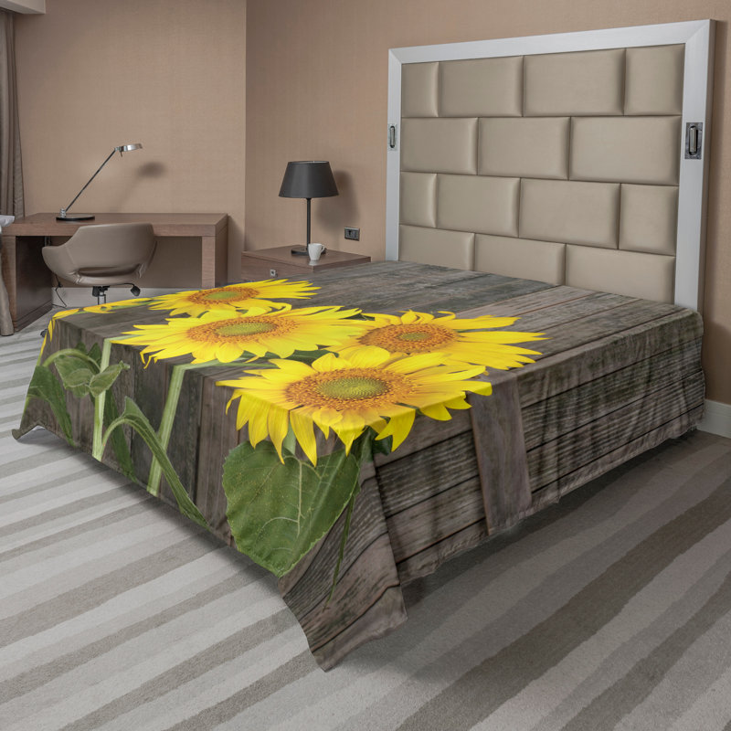 Ambesonne Orient Top Flat Sheet Mosaic Motifs, Twin XL Flat Sheet, Brown/Yellow/Green Floral