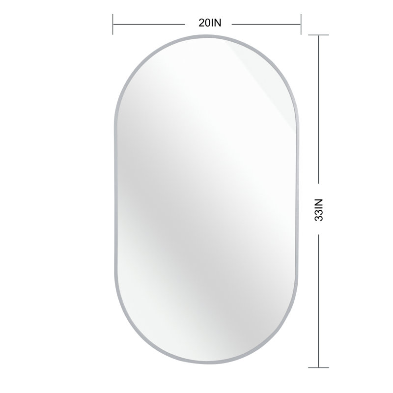Miroir ovale en métal 20 pouces, Argent argent