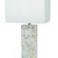 Lampe de table blanche à finition mosaïque 2 pièces avec abat-jour blanc doux